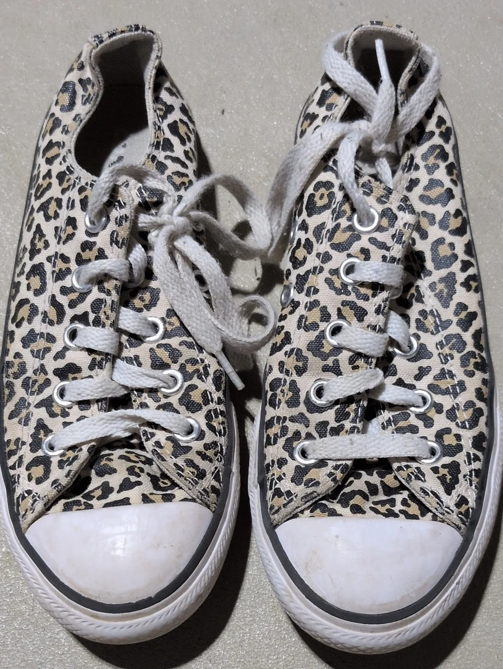 Converse Kids Leopard Print Canvas Sneakers - Cream/Black